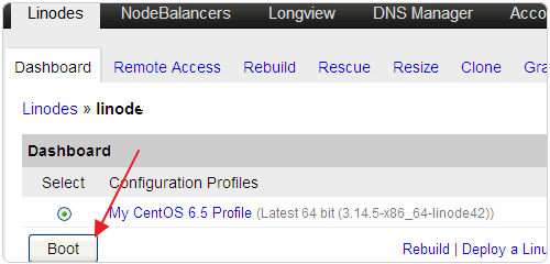 Linode VPS启动主机